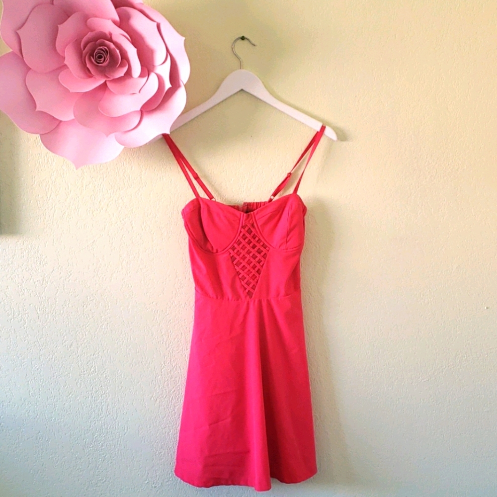 Sexy Hot Pink Skater Dress